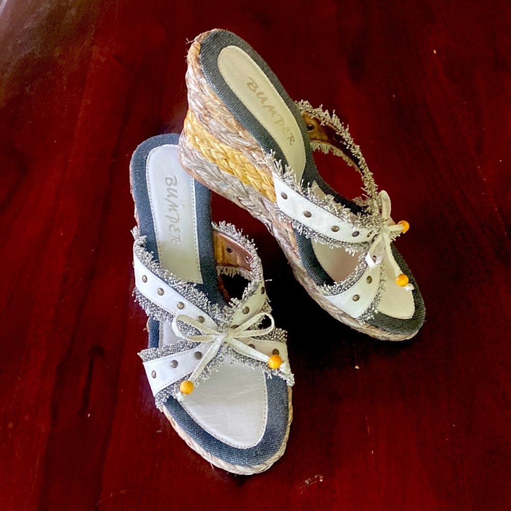 Bumper strap slip-on espadrille wedge sandal